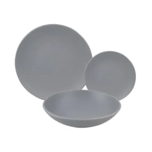طقم أطباق (18 قطعة) - تصميم كلاسيكي رمادى